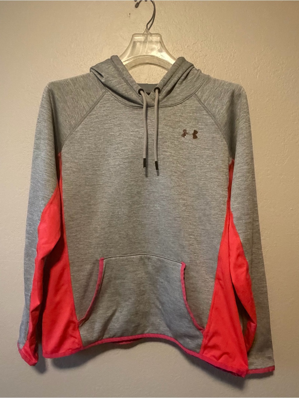 Under Armour Women’s Grey Neon Coldgear Fleece Lined Pullover Hoodie M